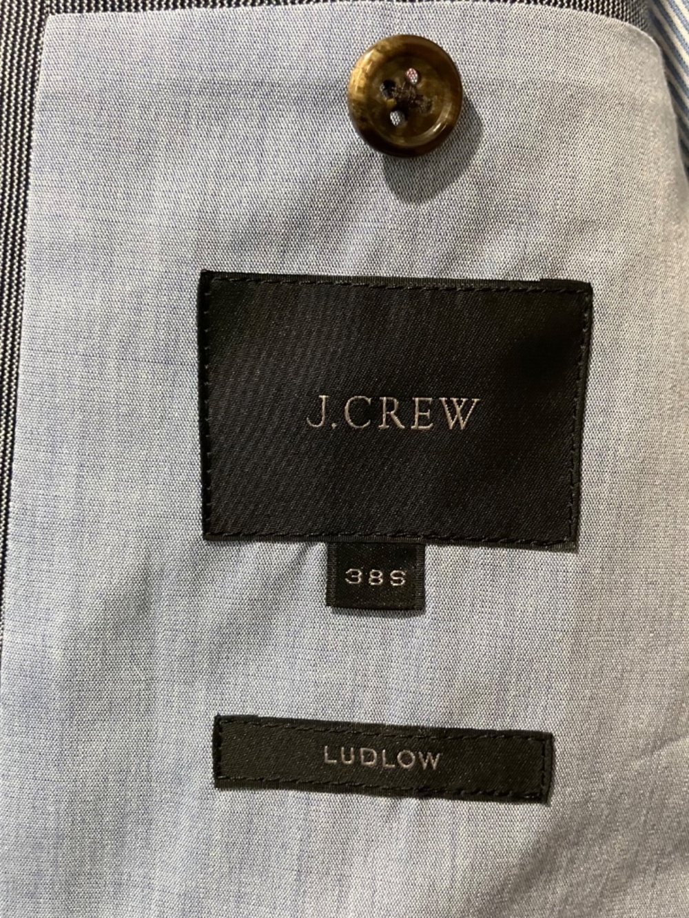 J Crew Ludlow Slim Suit Jacket Blazer Cotton White Navy Stripe - Picture 10 of 10